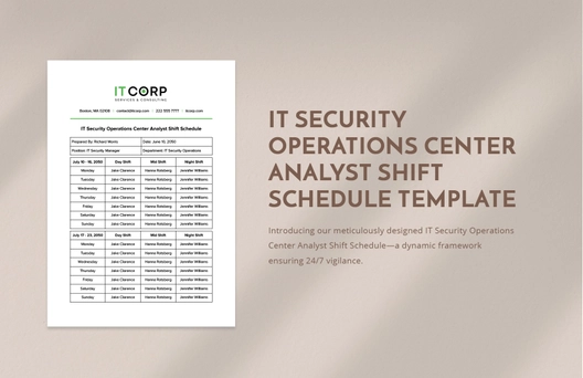 IT Security Operations Center Analyst Shift Schedule Template IT Security Operations Center Analyst Shift Schedule Template