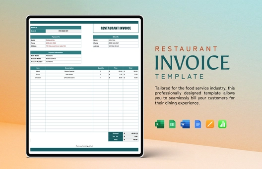 Restaurant Invoice Template Restaurant Invoice Template
