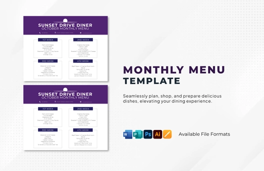 Monthly Menu Template
