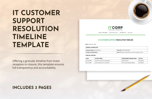 IT Customer Support Resolution Timeline Template