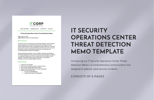 IT Security Operations Center Threat Detection Memo Template