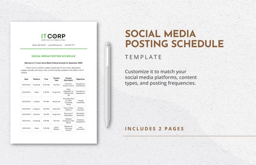 Social Media Posting Schedule Template