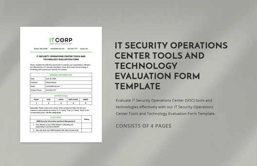IT Security Operations Center Tools and Technology Evaluation Form Template IT Security Operations Center Tools and Technology Evaluation Form Template