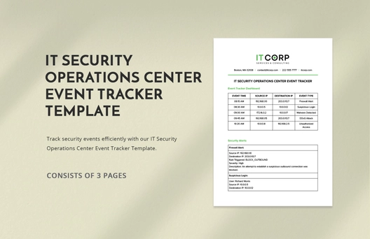 IT Security Operations Center Event Tracker Template IT Security Operations Center Event Tracker Template