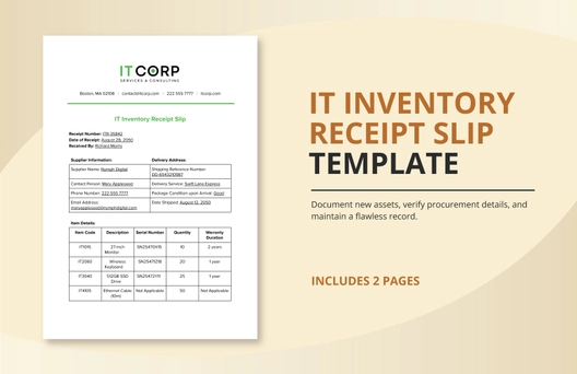 IT Inventory Receipt Slip Template