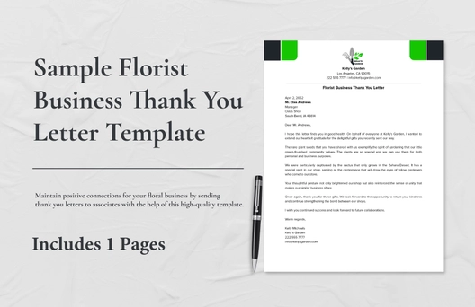 Sample Florist Business Thank You Letter Template