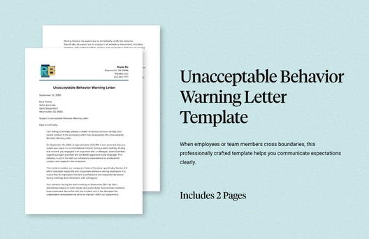 Unacceptable Behavior Warning Letter Template
