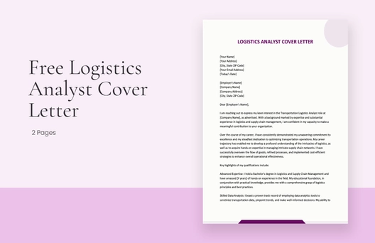 Logistics Analyst Cover Letter