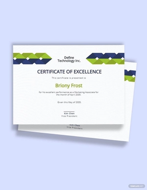 Formal Employee Excellence Certificate Template