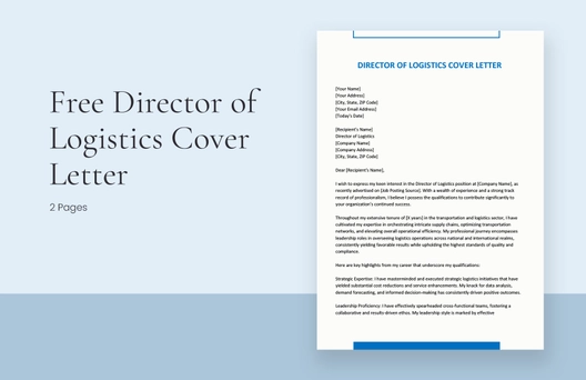 Director of Logistics Cover Letter