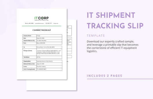 IT Shipment Tracking Slip Template IT Shipment Tracking Slip Template