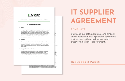 IT Supplier Agreement Template IT Supplier Agreement Template