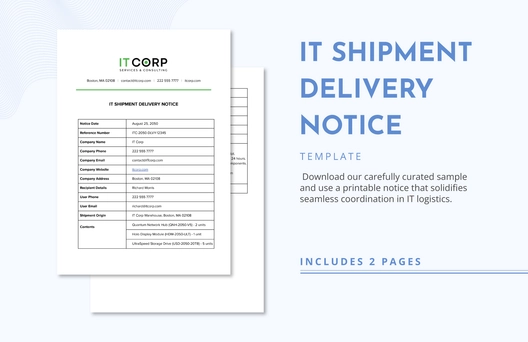 IT Shipment Delivery Notice Template IT Shipment Delivery Notice Template
