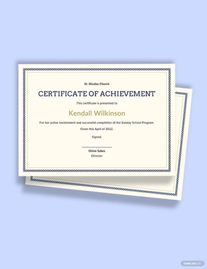 Sunday School Achievement Certificate Template