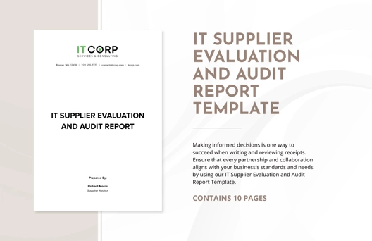 IT Supplier Evaluation and Audit Report Template IT Supplier Evaluation and Audit Report Template
