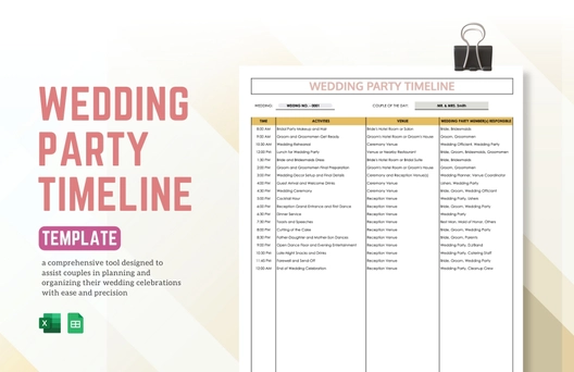 Wedding Party Timeline Template