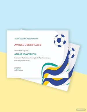 Soccer Award Certificate Template