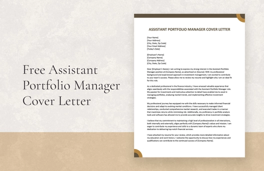 Assistant Portfolio Manager Cover Letter