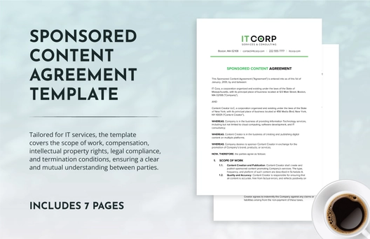 Sponsored Content Agreement Template