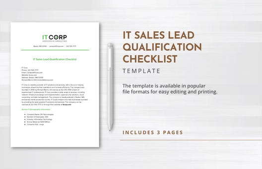 IT Sales Lead Qualification Checklist Template IT Sales Lead Qualification Checklist Template
