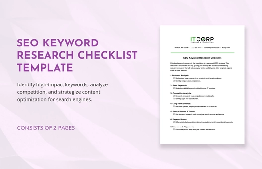 SEO Keyword Research Checklist Template