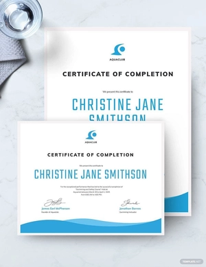 Swimming Certificate of Completion Template