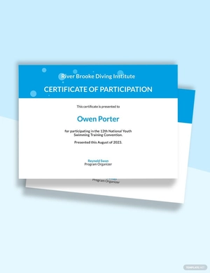 Swimming Participation Certificate Template