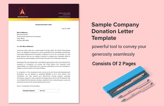 Sample Company Donation Letter Template
