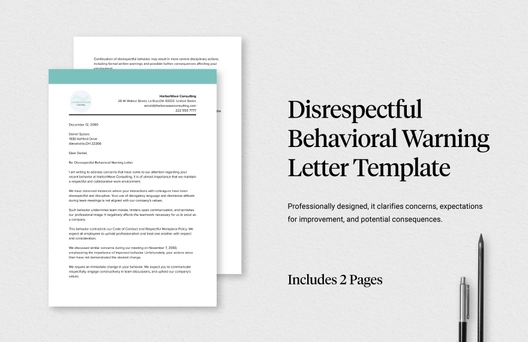 Disrespectful Behavioral Warning Letter Template