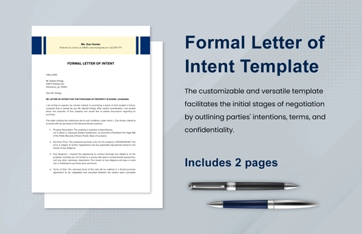 Formal Letter of Intent Template Formal Letter of Intent Template