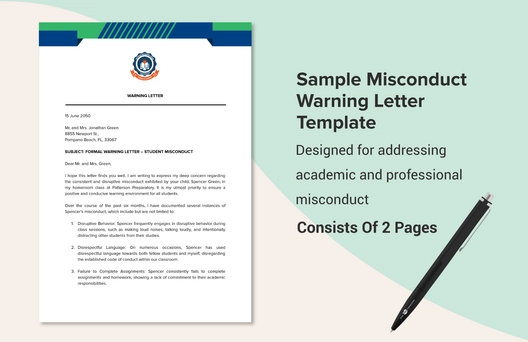 Sample Misconduct Warning Letter Template