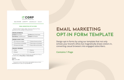 Email Marketing Opt-In Form Template