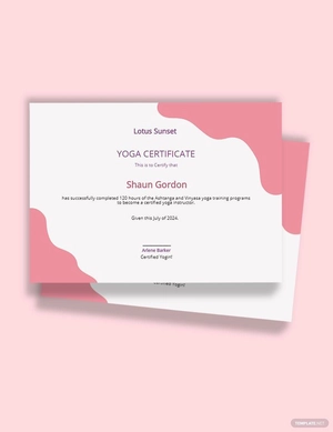 Yoga Certificate Template