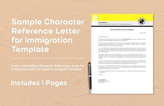 Sample Character Reference Letter for Immigration Template