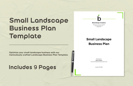 Small Landscape Business Plan Template
