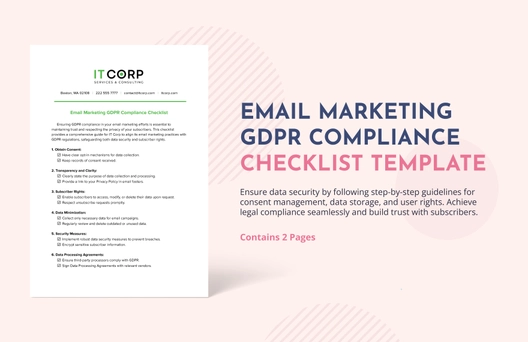 Email Marketing GDPR Compliance Checklist Template Email Marketing GDPR Compliance Checklist Template