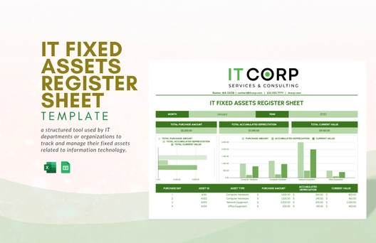 IT Fixed Assets Register Sheet Template