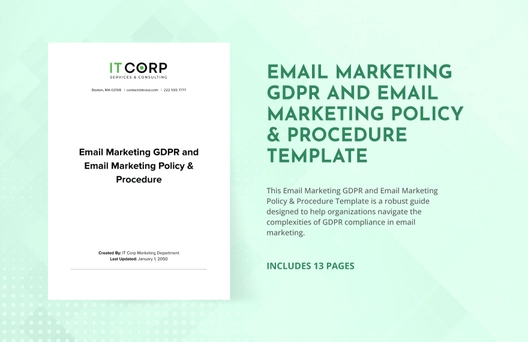 Email Marketing GDPR and Email Marketing Policy & Procedure Template