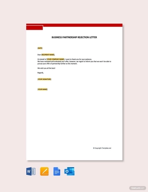 Business Partnership Rejection Letter
