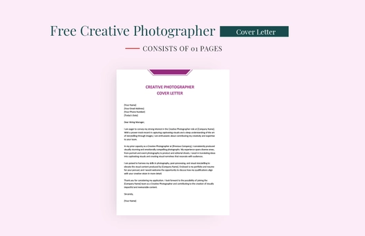 Creative Photographer Cover Letter