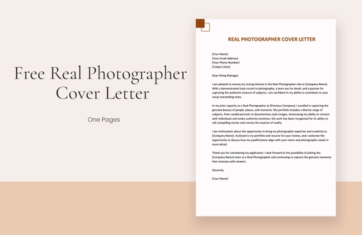Real Photographer Cover Letter