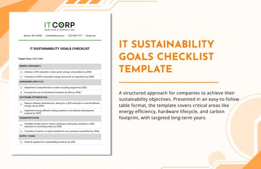 IT Sustainability Goals Checklist Template IT Sustainability Goals Checklist Template
