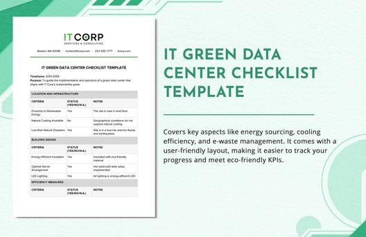 IT Green Data Center Checklist Template IT Green Data Center Checklist Template