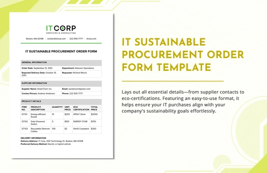 IT Sustainable Procurement Order Form Template