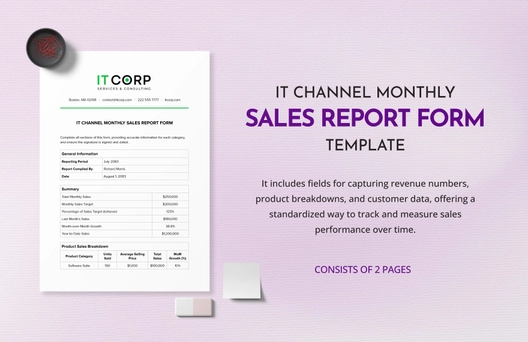 IT Channel Monthly Sales Report Form Template