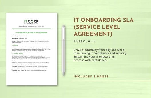 IT Onboarding SLA (Service Level Agreement) Template