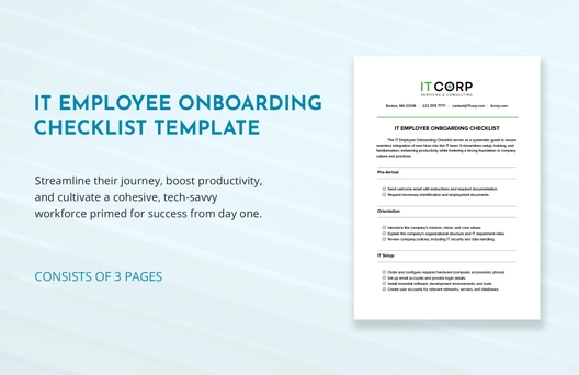 IT Employee Onboarding Checklist Template