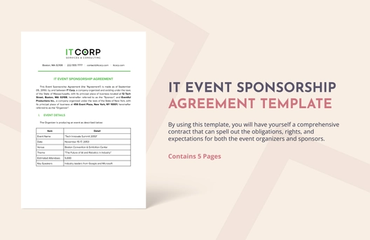 IT Event Sponsorship Agreement Template IT Event Sponsorship Agreement Template