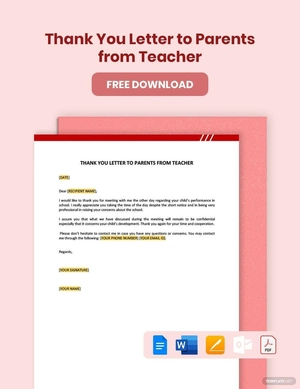Thank You Letter to Parents from Teacher