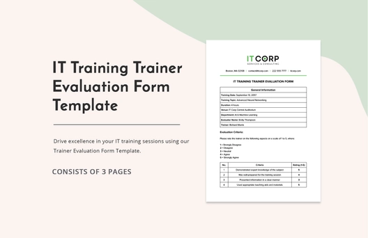 IT Training Trainer Evaluation Form Template